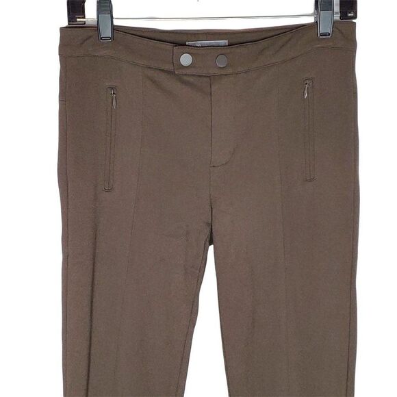 Vince Pants Brown Knit Stretch Tapered Leg Zipper Pockets - Picture 3 of 6